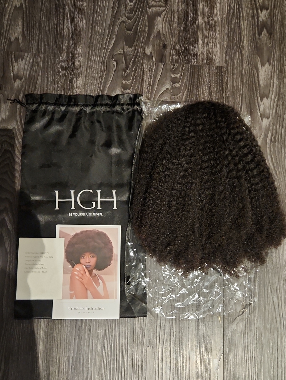 HERGIVENHAIR Coily 3C-4A 3 In 18 Inch Drawstring Half Wig - Picture 2 of 8